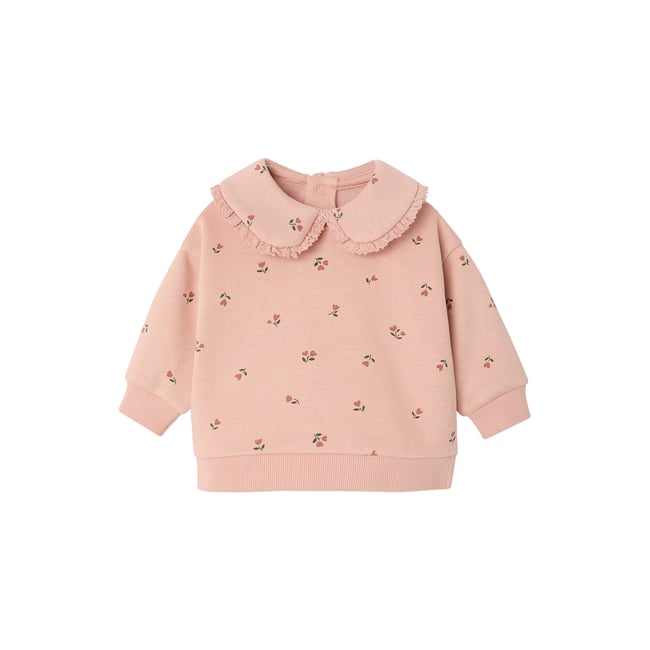 Sweat col claudine rose poudré <span itemprop=