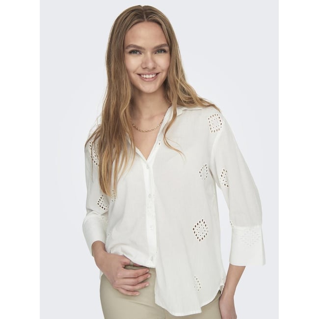 Chemisier Express Blanc Crème Avec Dentelle - Taille XS - En Rayon - Manches Longues Col V - Très Bon état