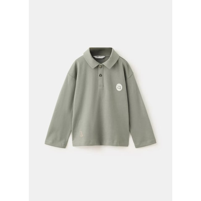 Polo en coton avec détail imprimé vert moyen <span itemprop=