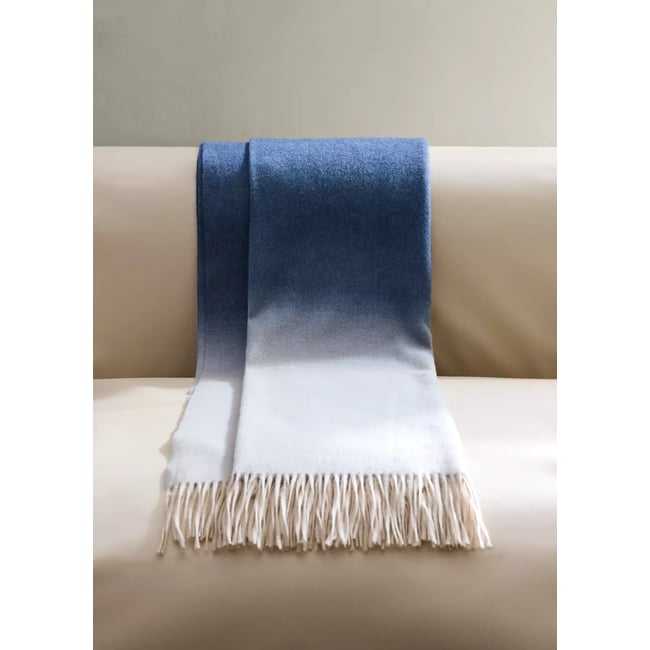 Plaid en laine à effet dégradé et détails de franges - MANGO HOME