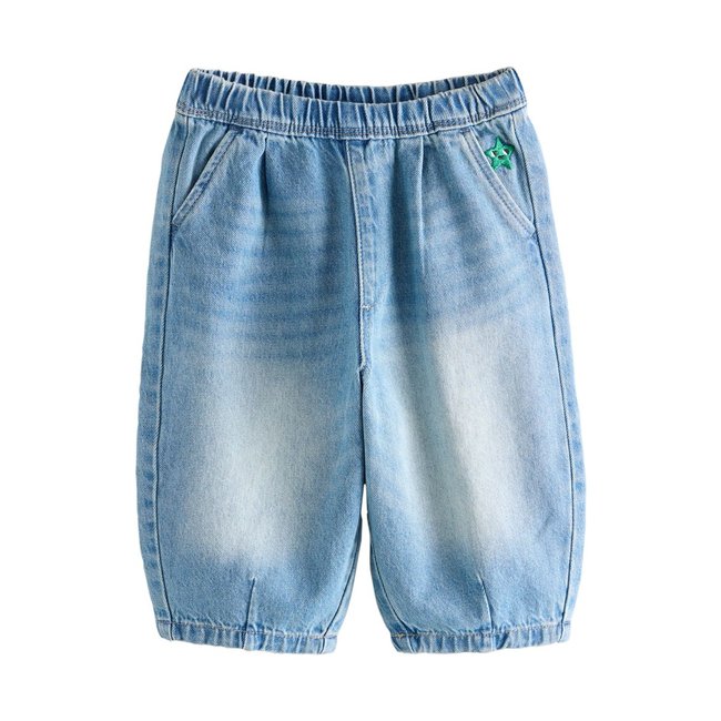 Jean large coupe tonneau teinte bleu moyen <span itemprop=