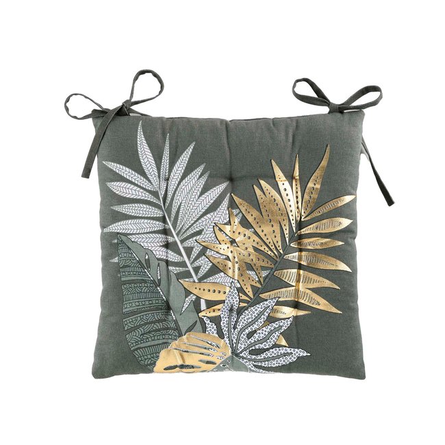Assise de chaise matelassée Tropical gold vert <span itemprop=