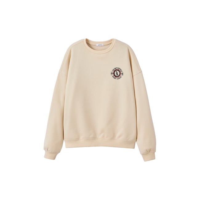 Sweat University lettres glitter au dos écru <span itemprop=