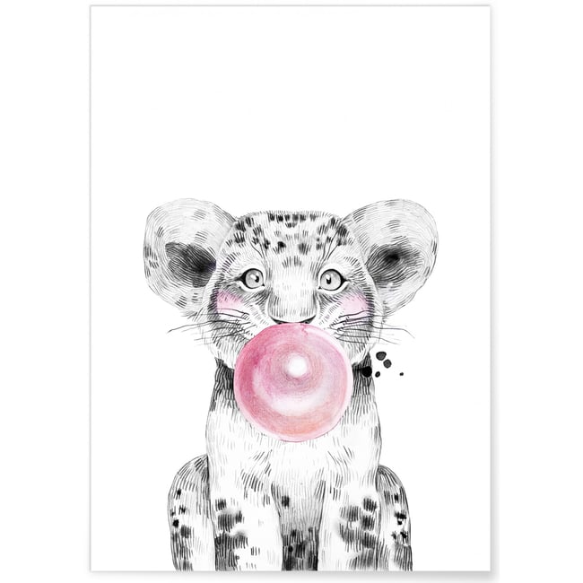 Poster Bulle de Lionceau Rose Couleur blanc <span itemprop=