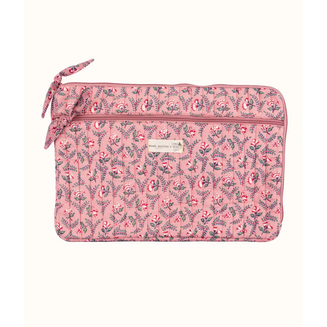 Pochette d'ordinateur Toile de Jouy depuis 1760 - Flora - BINDI ATELIER