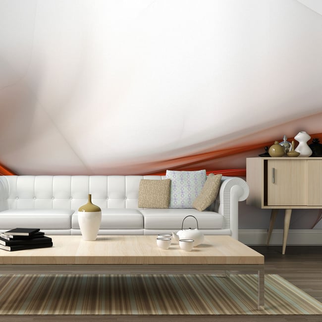 Papier peint intissé panoramique Abstractions Elegant orange design Couleur blanc <span itemprop=
