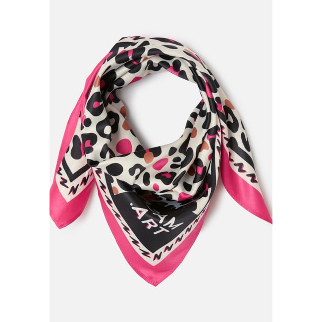 Foulard carré blanc écru animalier <span itemprop=