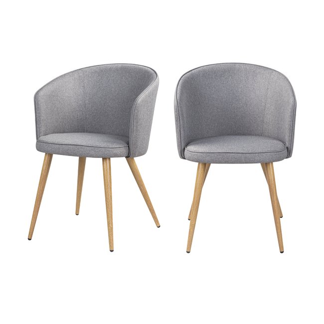 Lot de 2 chaises en tissu et pieds en métal - CHIARA - RENDEZ-VOUS DÉCO