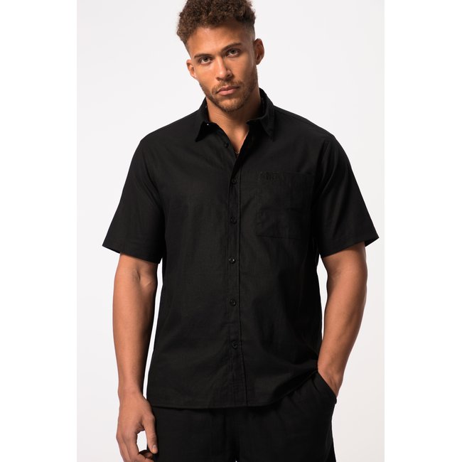 Chemise en lin mélangé à noir <span itemprop=