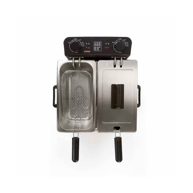 Friteuse double 2 x 3 L gris <span itemprop=