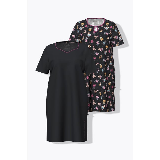 Lot de 2 chemises de nuit / grands T-shirts noir <span itemprop=