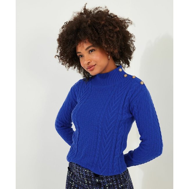 Pullover aus Zopfstrick blau <span itemprop=