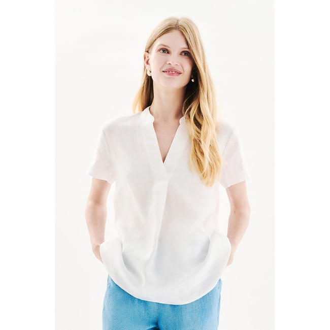 Blouse ample en lin KAT blanc <span itemprop=