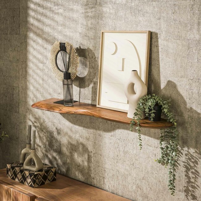 Etagère murale organique en bois d'acacia 120 cm MELBOURNE Couleur bois naturel <span itemprop=