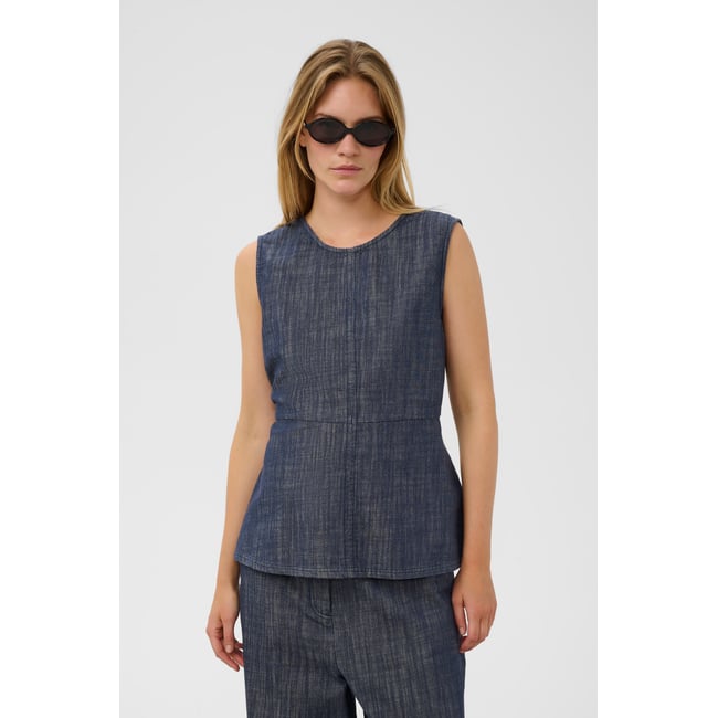 Blouse à manches courtes bleu dark blue denim <span itemprop=