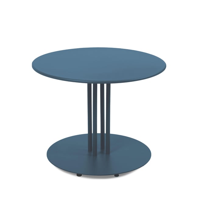 Table basse de jardin ronde en métal 50x38 cm, SKIRO bleu pacific <span itemprop=