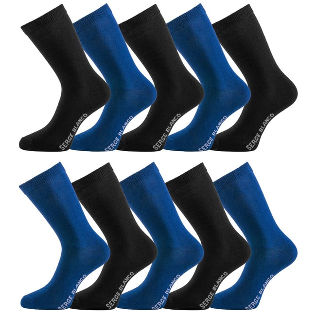Lot De 10 Chaussettes Coton Peigné bleu/noir <span itemprop=