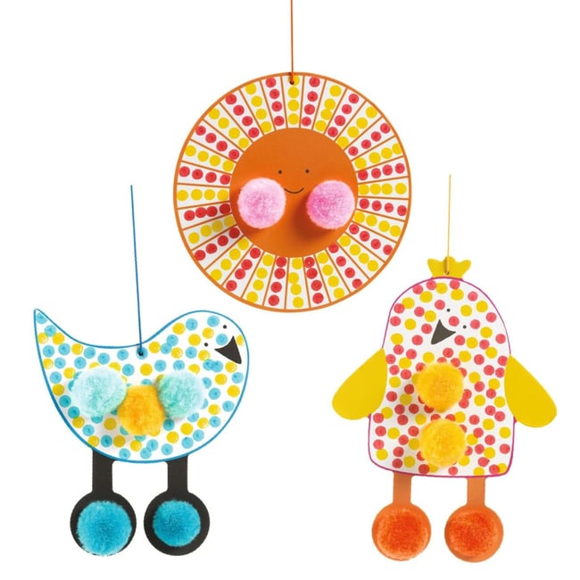 COLORIAGES POUR LES PETITS - Des Points et des pompons - Dans le ciel - DJECO
