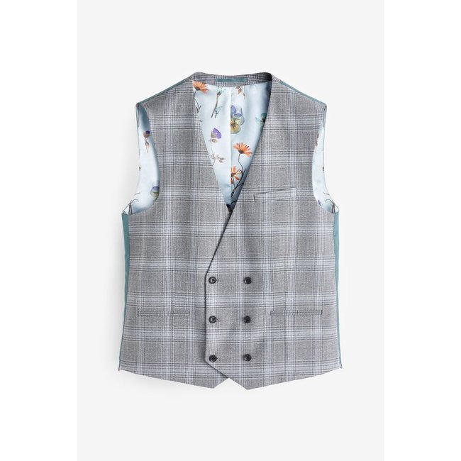 Gilet de costume à carreaux coupe classique gris clair <span itemprop=