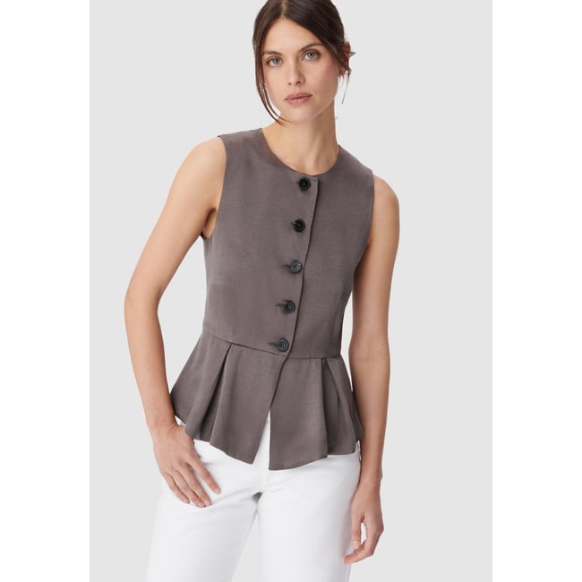 Gilet de costume sans manches Lyocell® gris foncé <span itemprop=