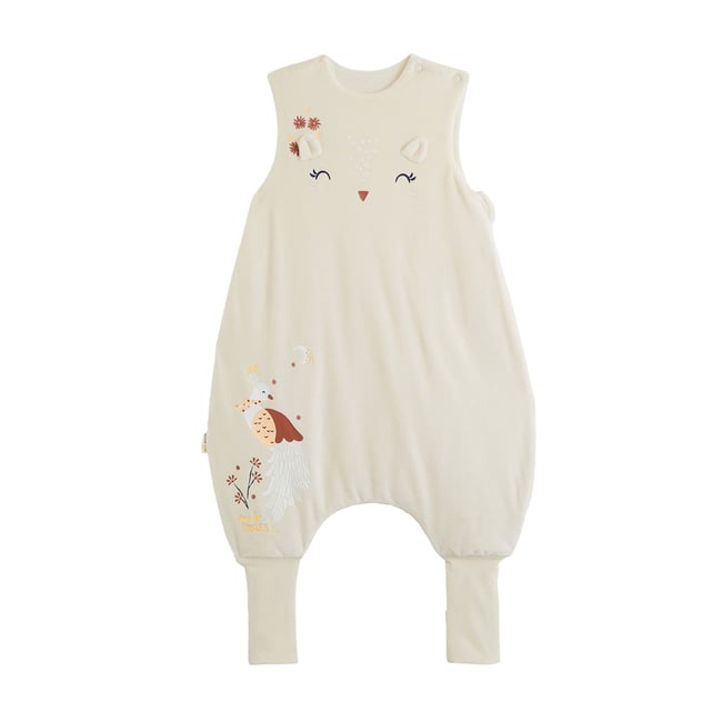 Turbulette d'hiver en velours avec pieds retroussables Ollie vanille <span itemprop=