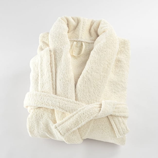 Peignoir coton éponge col chale  éponge PREMIUM - LINANDELLE