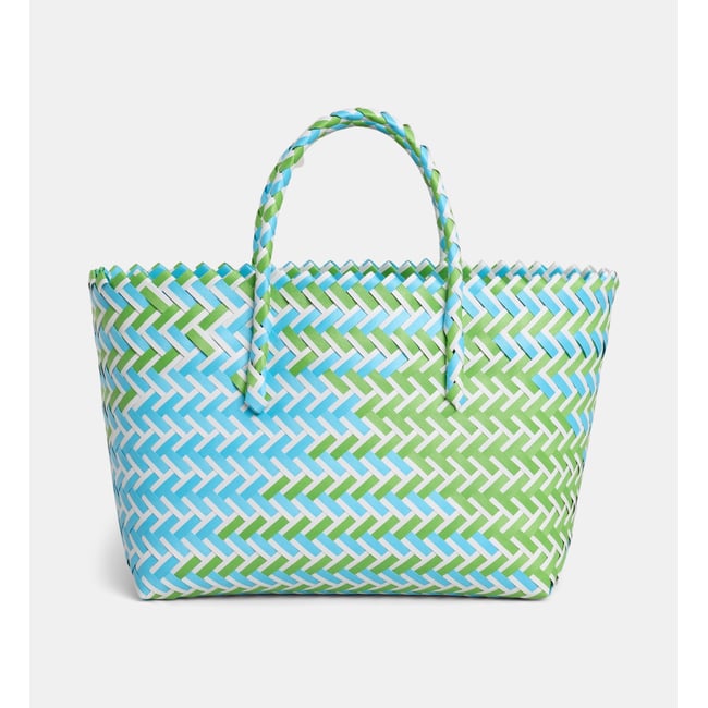 Sac cabas mini paloma tressé bleu et vert <span itemprop=