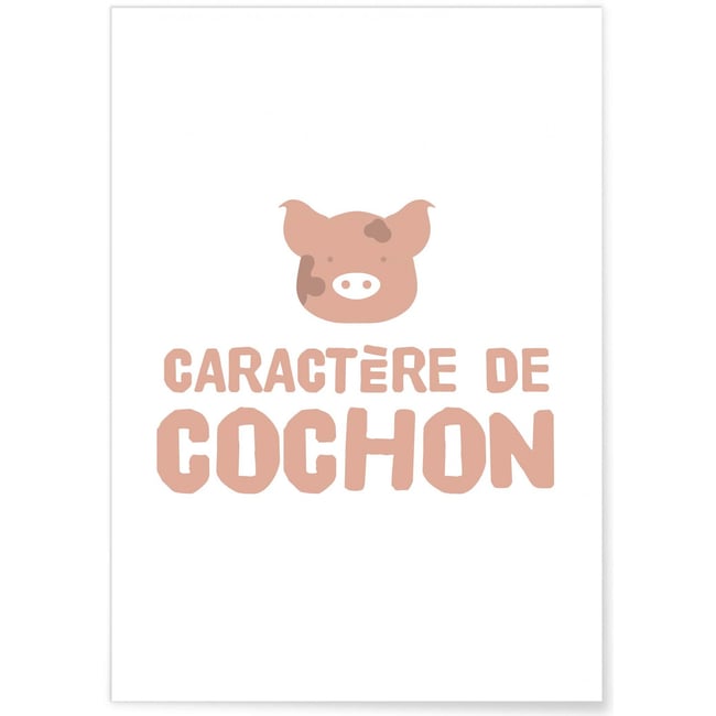 Affiche 'Caractère de cochon' Couleur blanc <span itemprop=