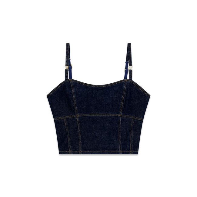 Bustier En Denim bleu foncé <span itemprop=