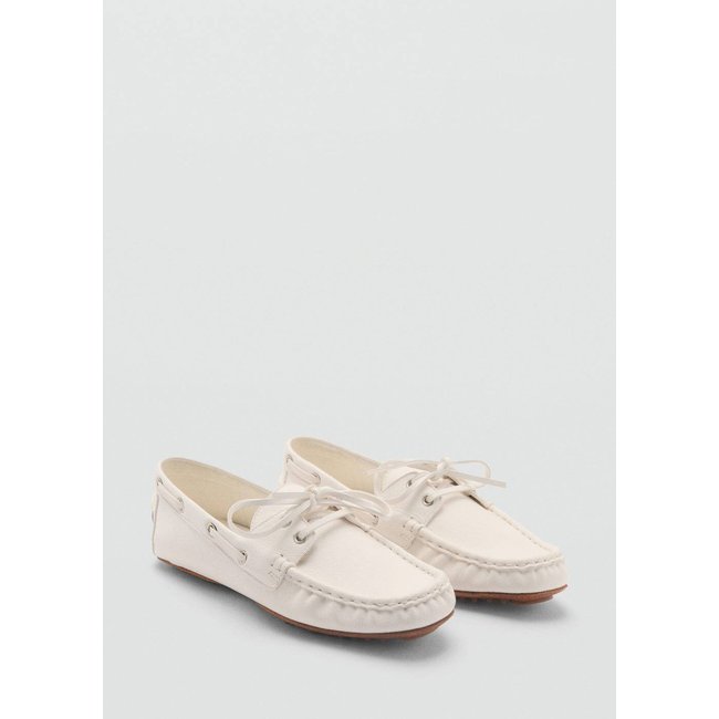Chaussures bateau cuir à lacets blanc <span itemprop=