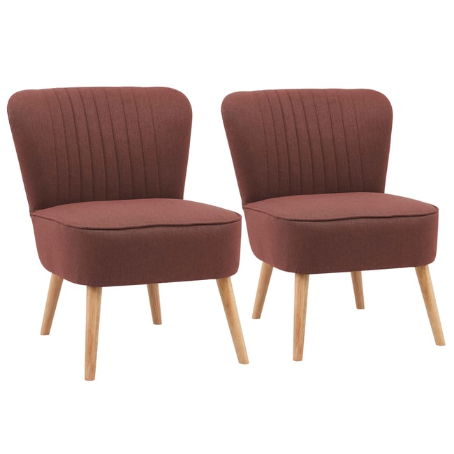 Lot de 2 fauteuils crapaud en tissu, MADISON Couleur bordeaux <span itemprop=
