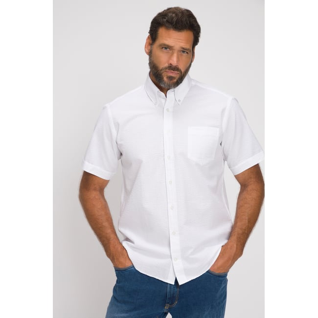 Chemise en seersucker à rayures. Manches - JP1880