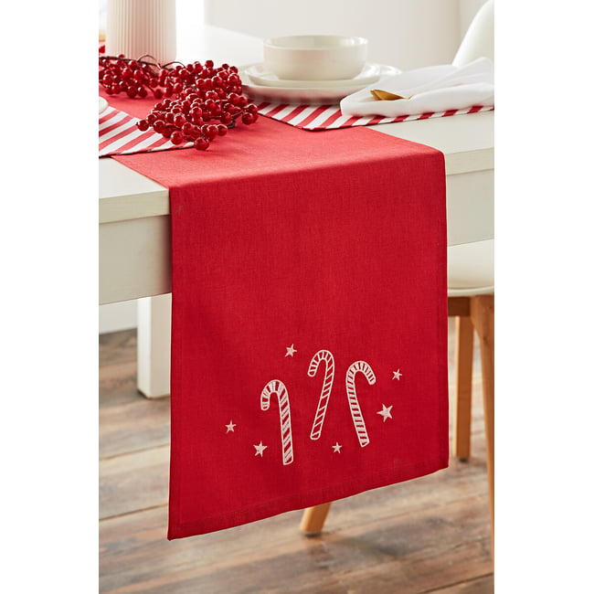 Christmas Candy Cane Table Runner - 33x220cm, red, CATHERINE LANSFIELD