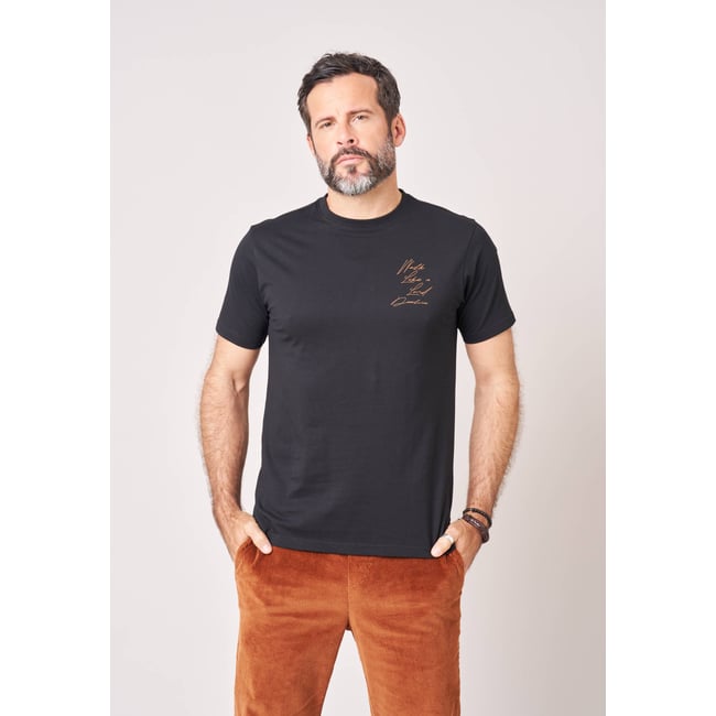T-shirt confort homme en 100% coton imprimé chien gentleman LONDOG black <span itemprop=