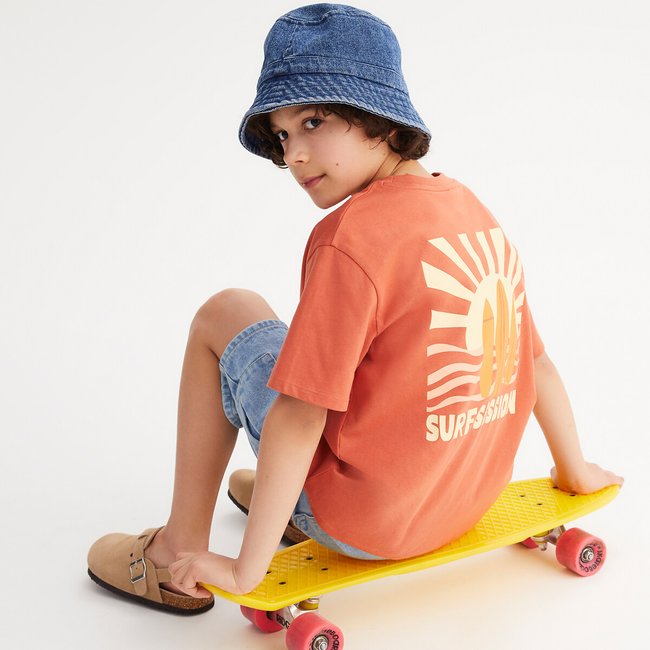 Camiseta estampada naranja <span itemprop=