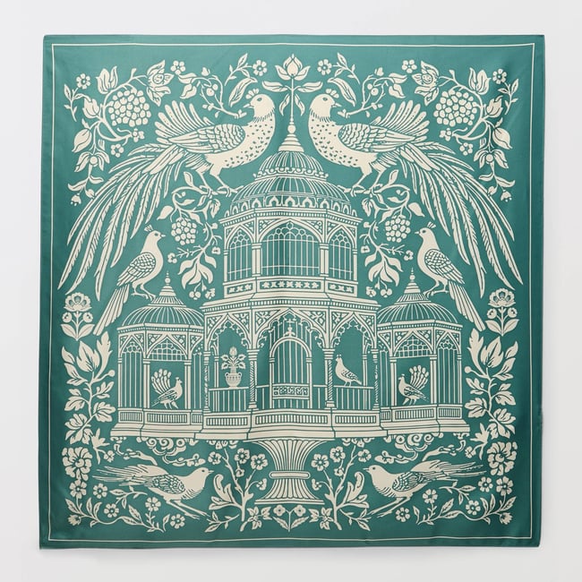 Foulard imprimé, matière recyclée sage <span itemprop=