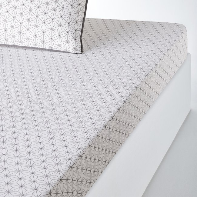 Drap housse coton, Nordic blanc/noir LA REDOUTE INTERIEURS