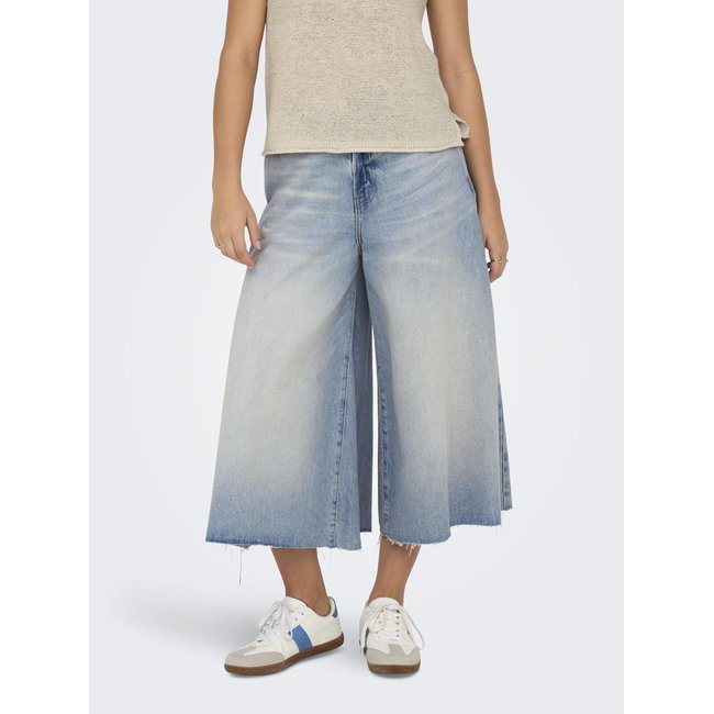 Short En Denim ONLLA Taille haute Wide Leg Fit Long Jeans light blue denim <span itemprop=
