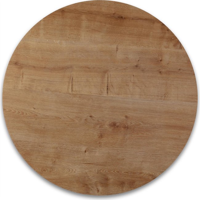 Plateau de table rond en tencel Couleur chêne blond naturel lisse et épuré <span itemprop=