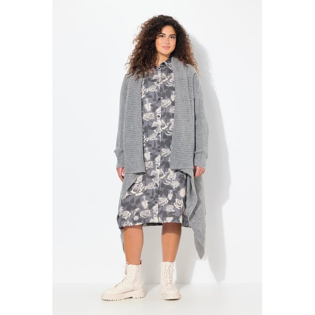 Cardigan à manches longues gris clair chiné <span itemprop=