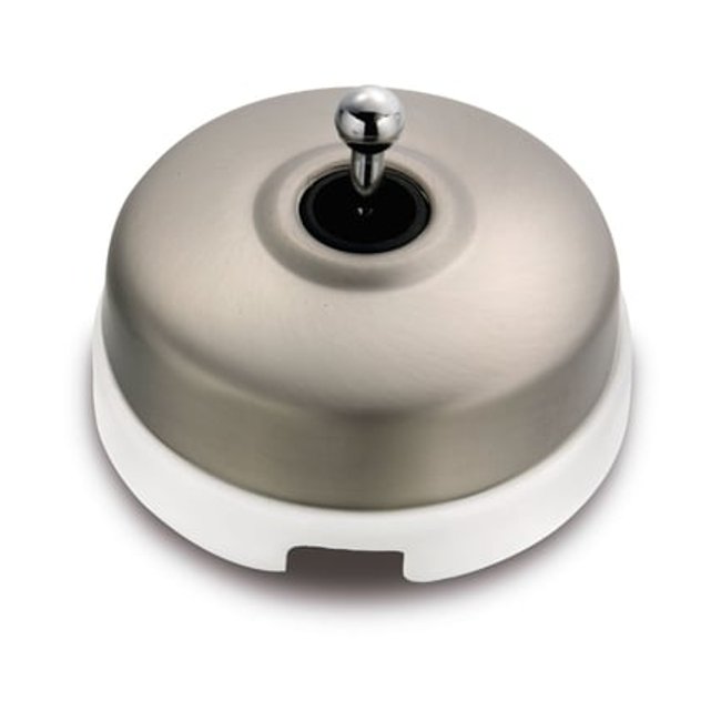 Interrupteur Va-et-vient Dimbler Blanc Et Nickel Satiné Ø64,5 Mm multicolore <span itemprop=