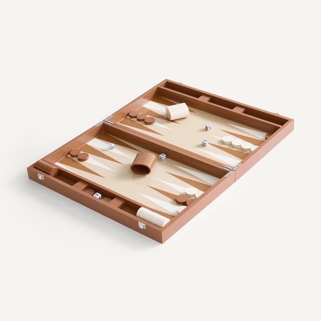 Jeu de backgammon laqué, CEPHEE moka <span itemprop=