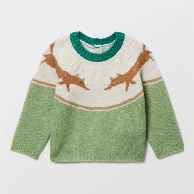 Pull jacquard imprimé euphorbe <span itemprop=
