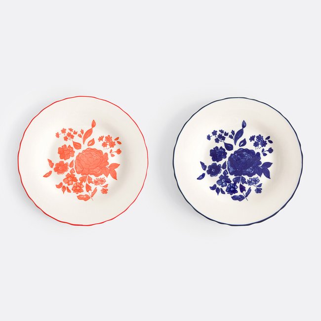 Lot de 4 assiettes à dessert en porcelaine, Lysor Couleur multicolore <span itemprop=