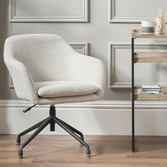 Rosetti Linen Swivel Height-Adjustable Office Chair, raw linen, ÉDITÉ