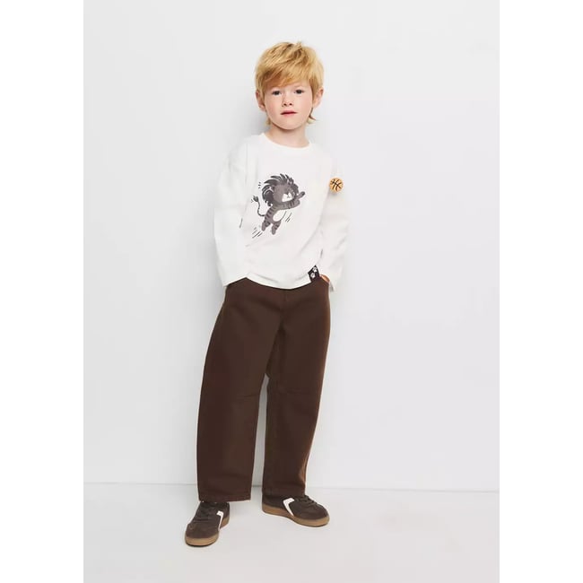 T-shirt en coton imprimé blanc cassé <span itemprop=