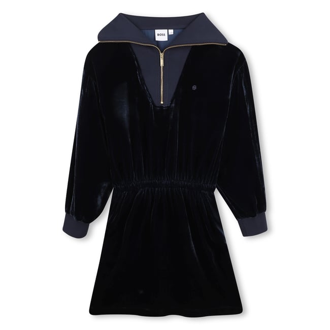 Robe en velours bleu cargo <span itemprop=