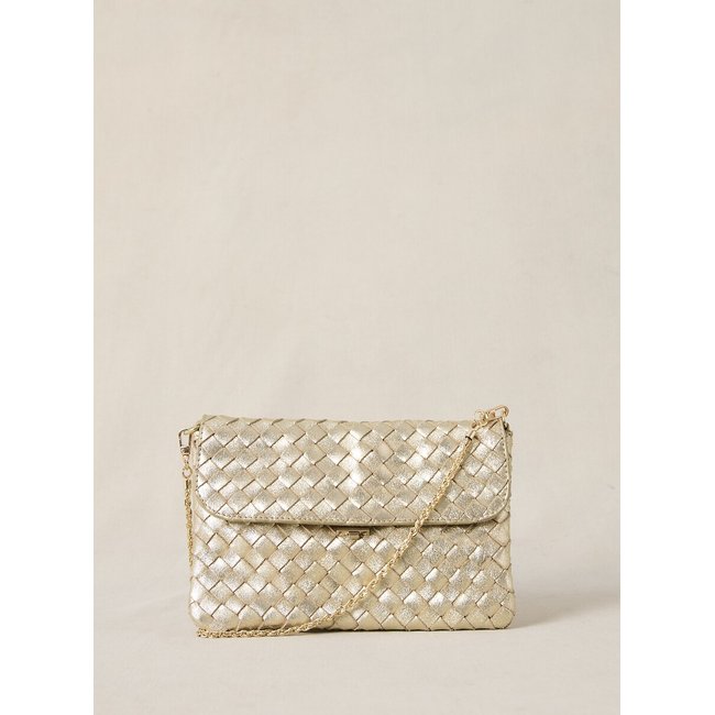 Sac en cuir tressé SAM doré <span itemprop=