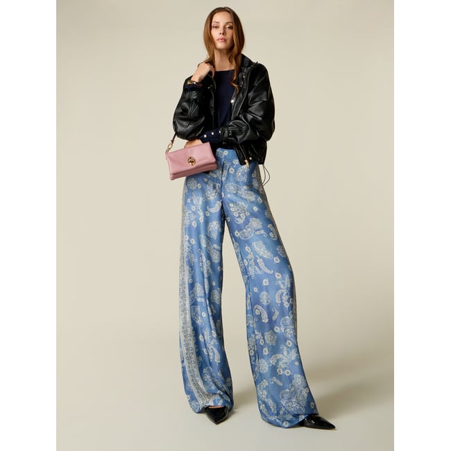 Pantalon palazzo à motifs light - blue <span itemprop=
