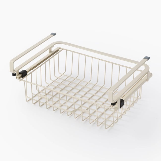 Panier coulissant à suspendre, 34,5*26,5*13,7cm, en fer Couleur blanc <span itemprop=
